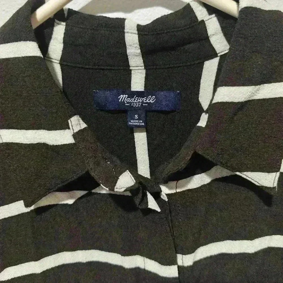 Dress Small Courier Break Stripe Black White Pockets Button Down - Picture 6 of 14